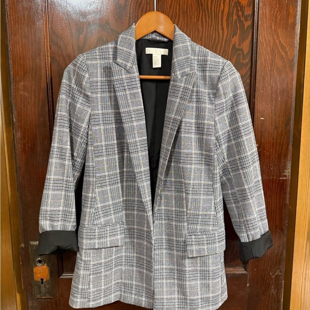 H&M Black and White Checkered Blazer